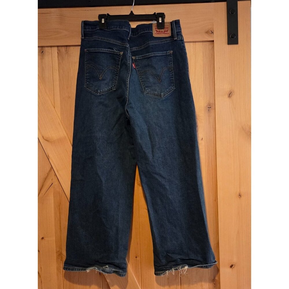 Levis High Rise Wide Leg Stretch Jeans Womens 31 *Back Hem Distress* Skater - Picture 2 of 16